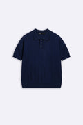 NAVY VERTICAL TEXTURED POLO