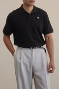 BLACK PIQUE POLO SHIRT