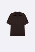 BROWN OPEN COLLAR RESORT POLO