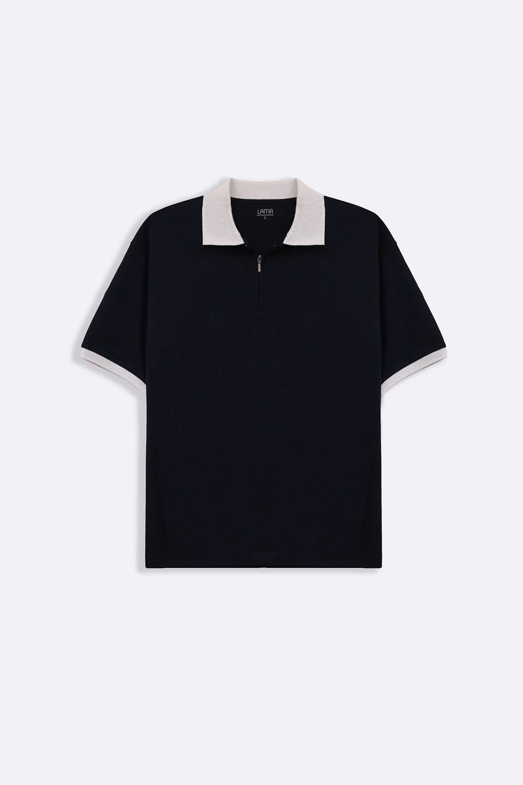 BLACK RELAXED ZIPPER POLO