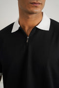 BLACK RELAXED ZIPPER POLO