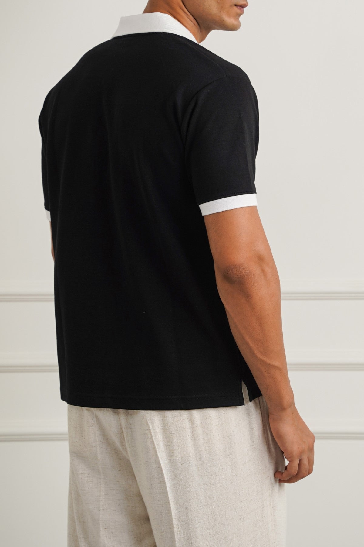 BLACK RELAXED ZIPPER POLO