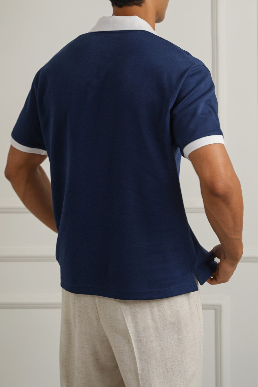 MID BLUE RELAXED ZIPPER POLO