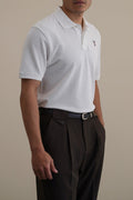 WHITE PIQUE POLO SHIRT