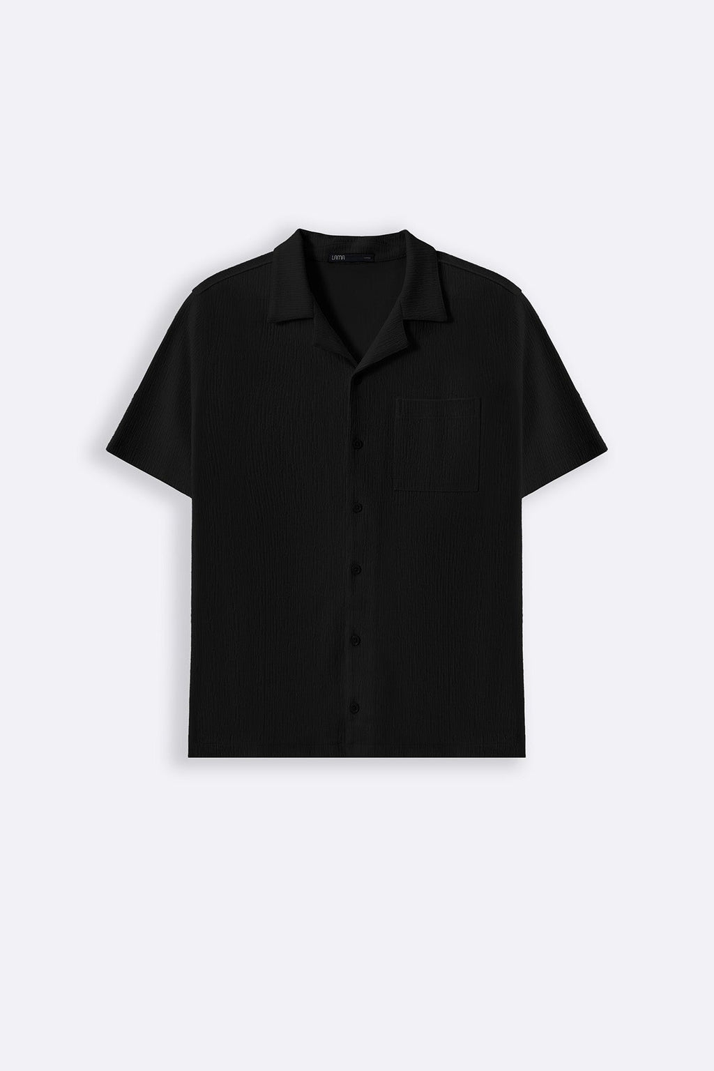 BLACK TEXTURED KNITTED SHIRT