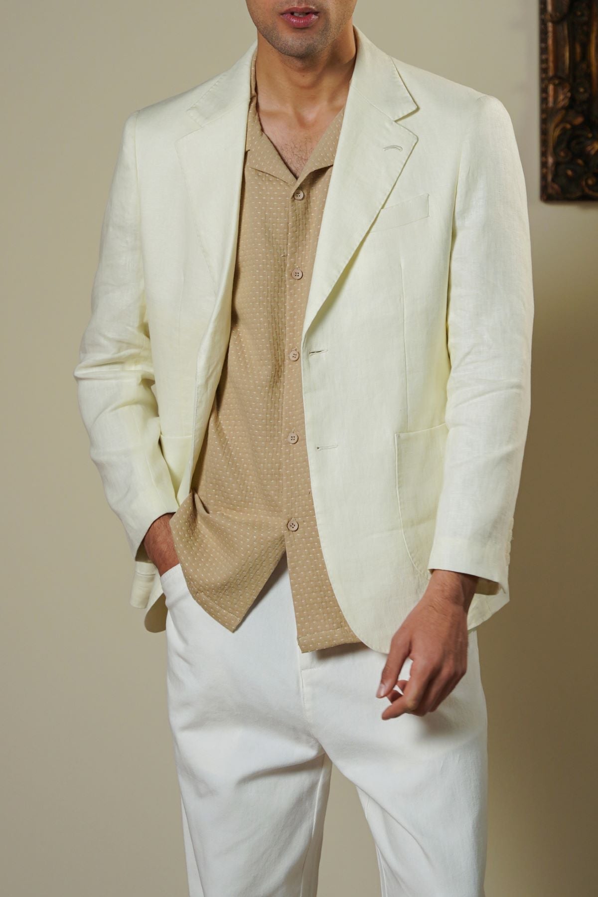OFF WHITE PREMIUM LINEN BLAZER