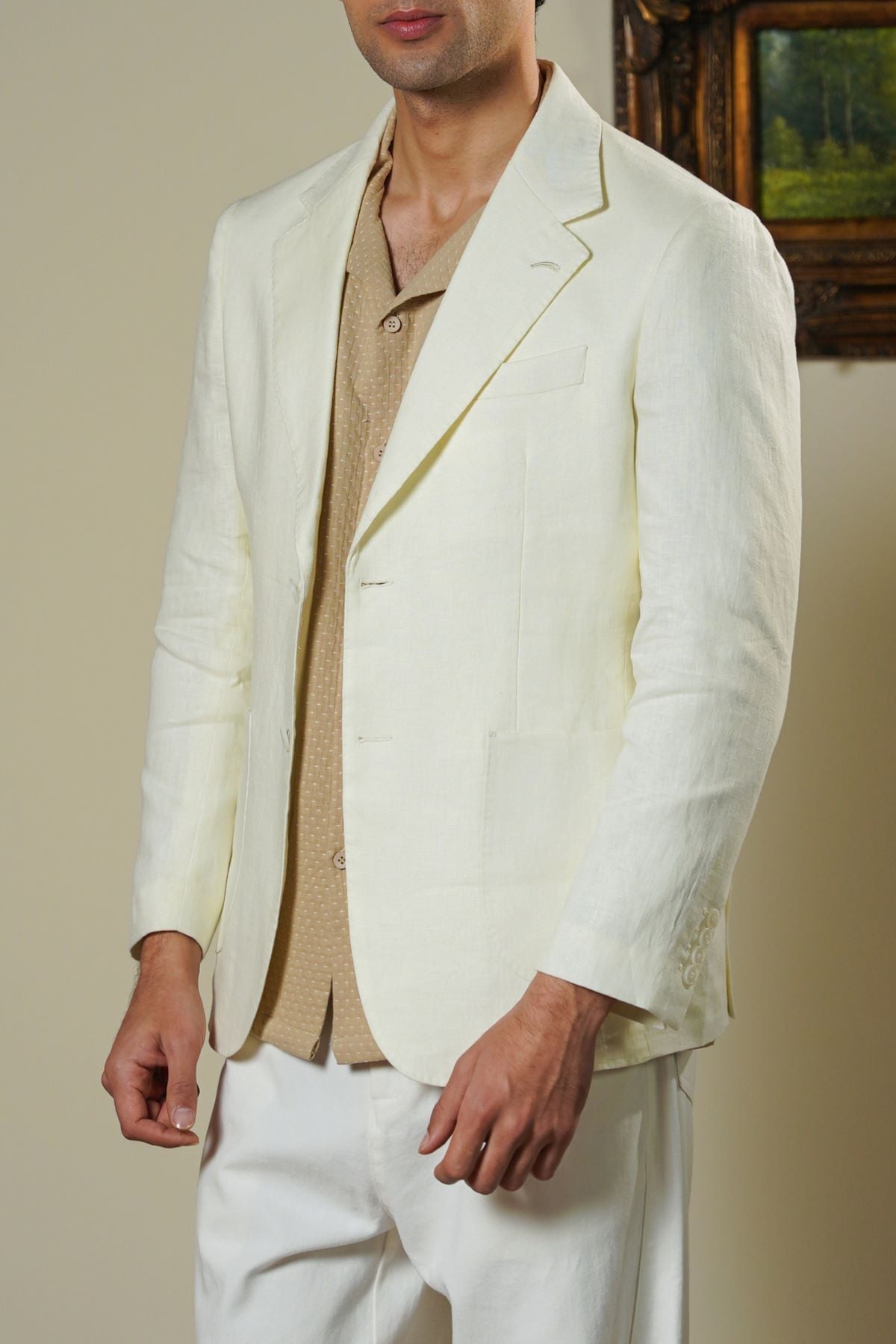OFF WHITE PREMIUM LINEN BLAZER