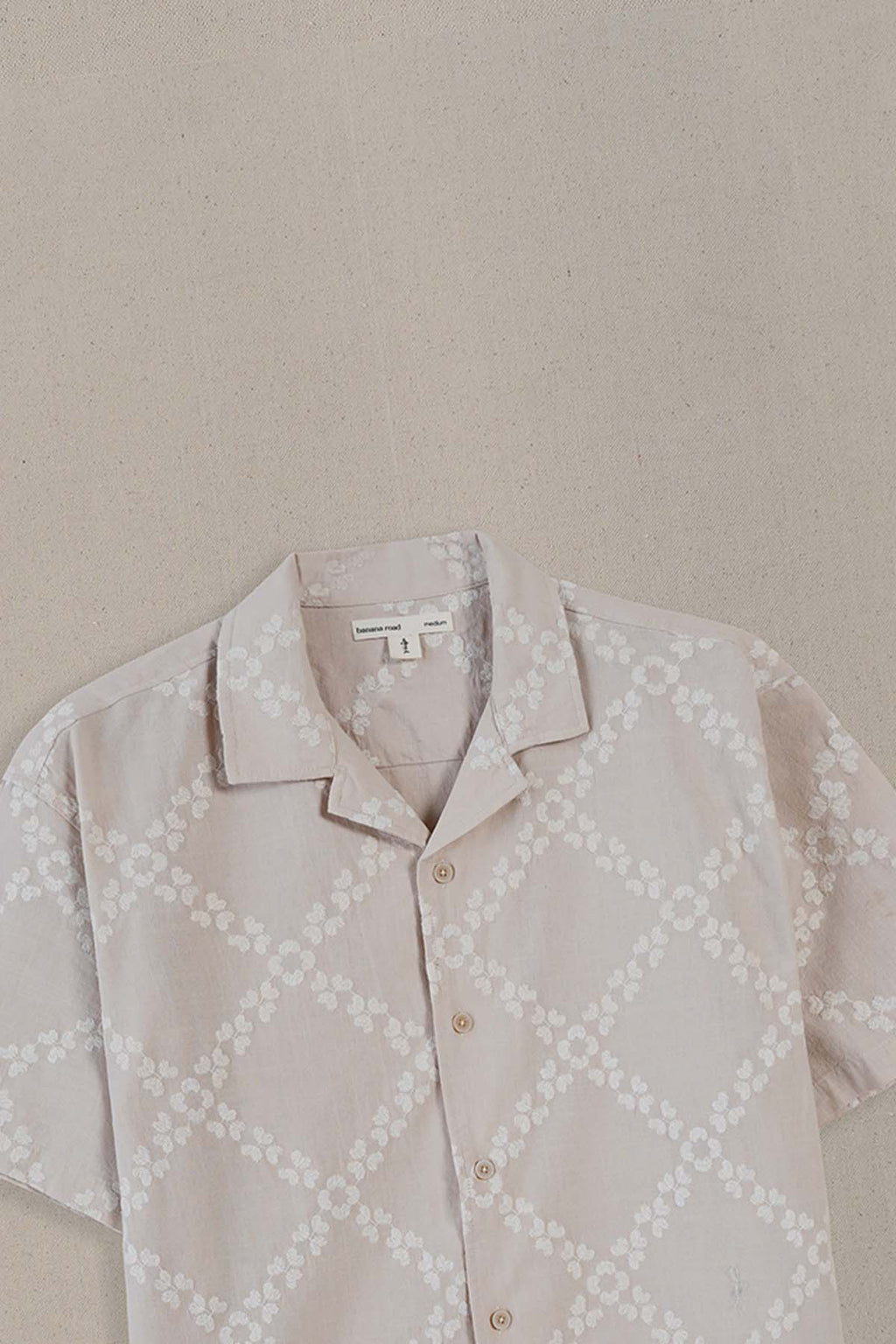 BEIGE MONTEGO BAY EMBROIDERED SHIRT
