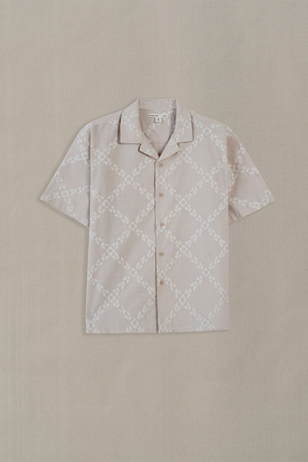 BEIGE MONTEGO BAY EMBROIDERED SHIRT