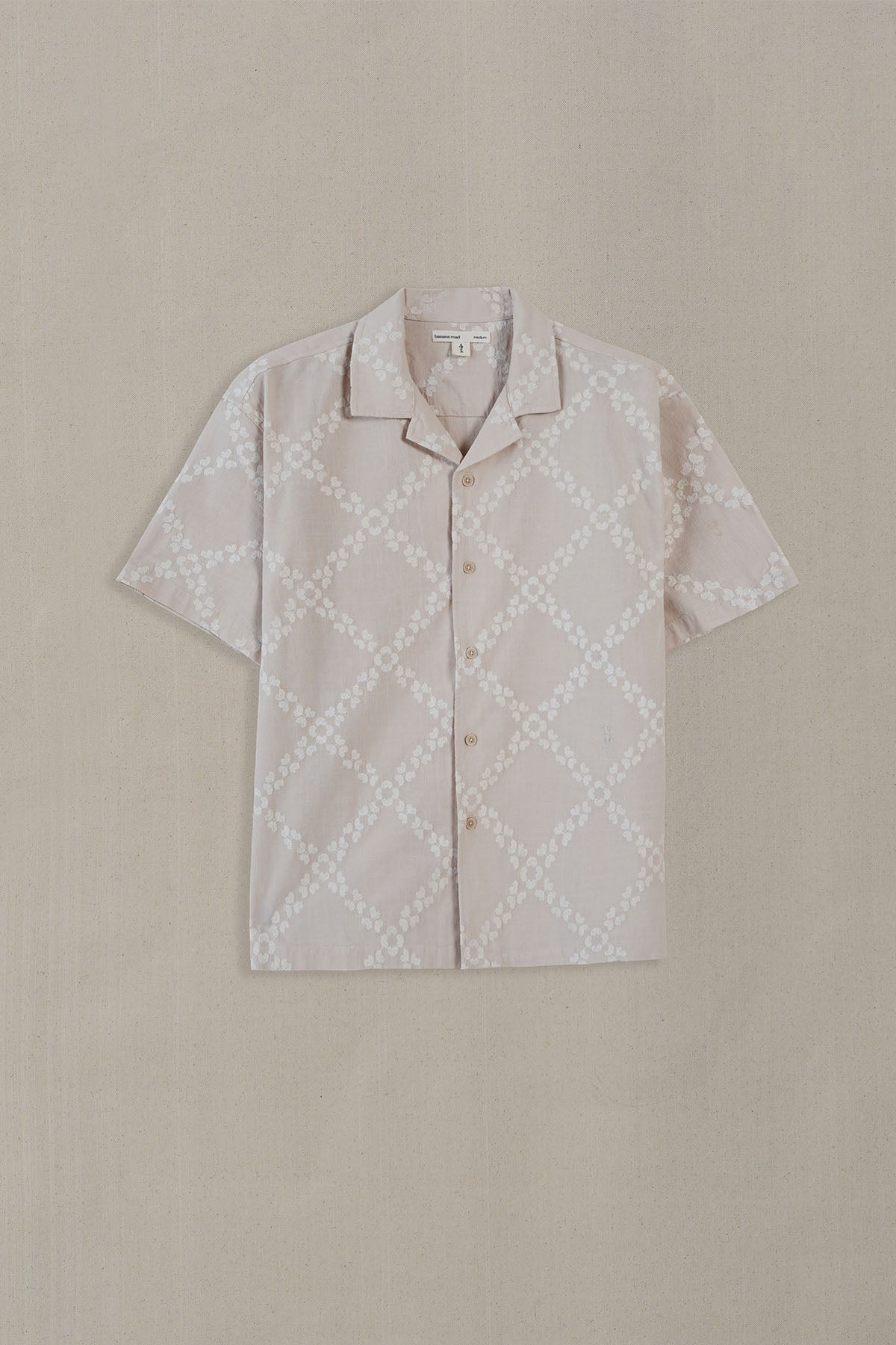 BEIGE MONTEGO BAY EMBROIDERED SHIRT