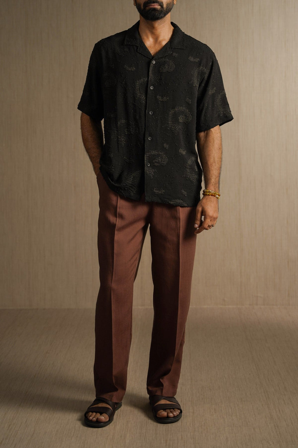 BLACK SHADOW TEXTURED SHIRT