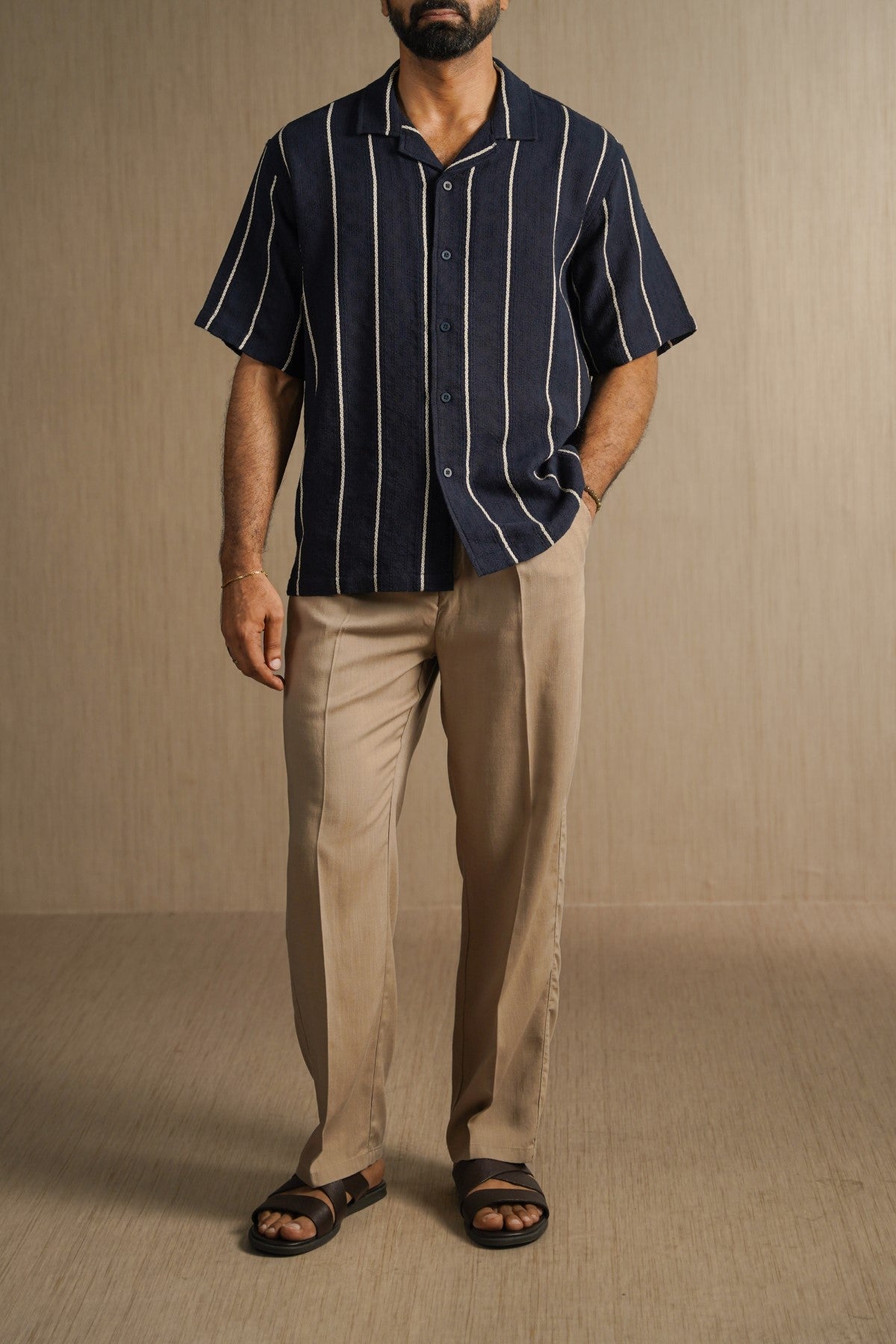 NAVY CONTRAST STRIPE SHIRT