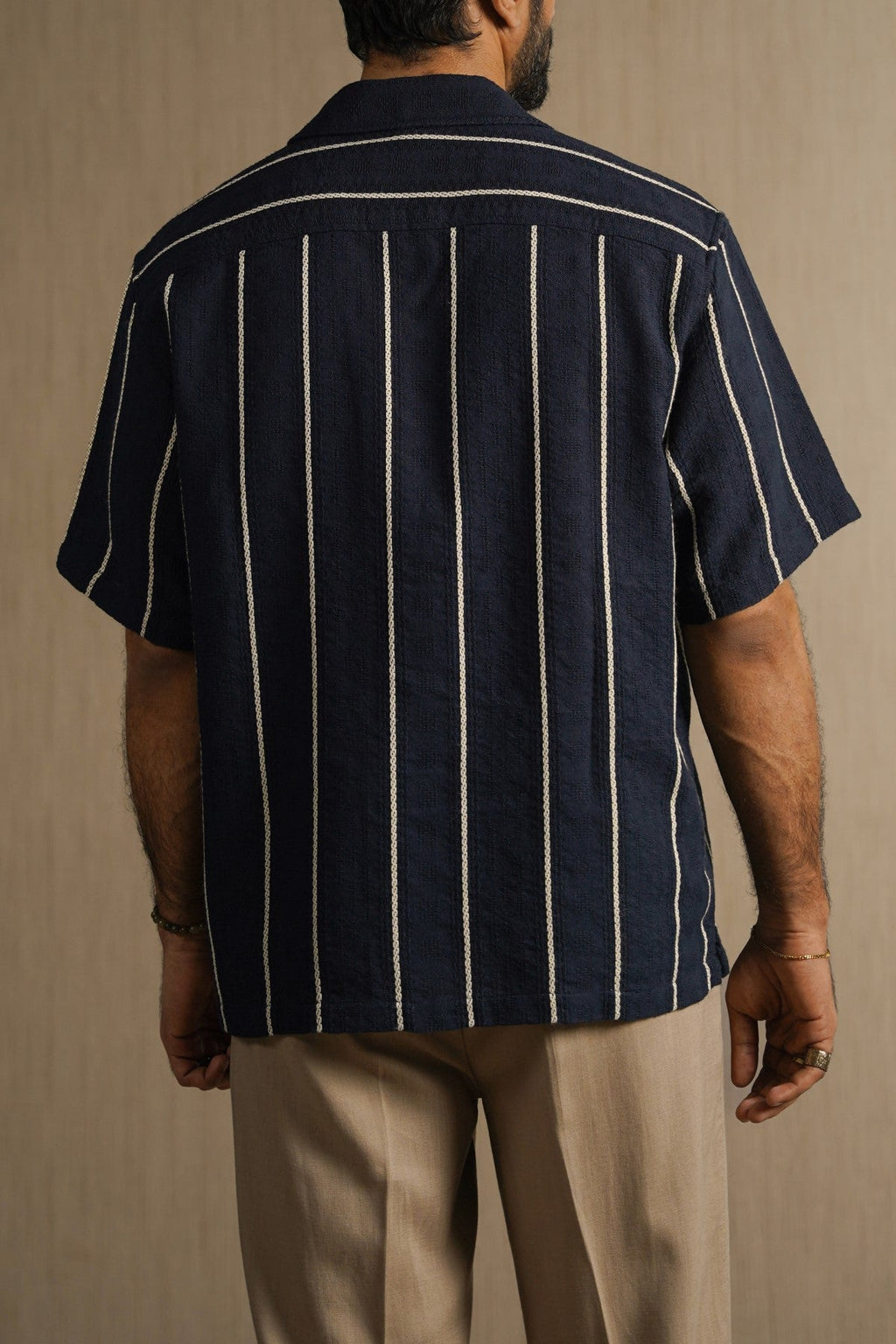 NAVY CONTRAST STRIPE SHIRT