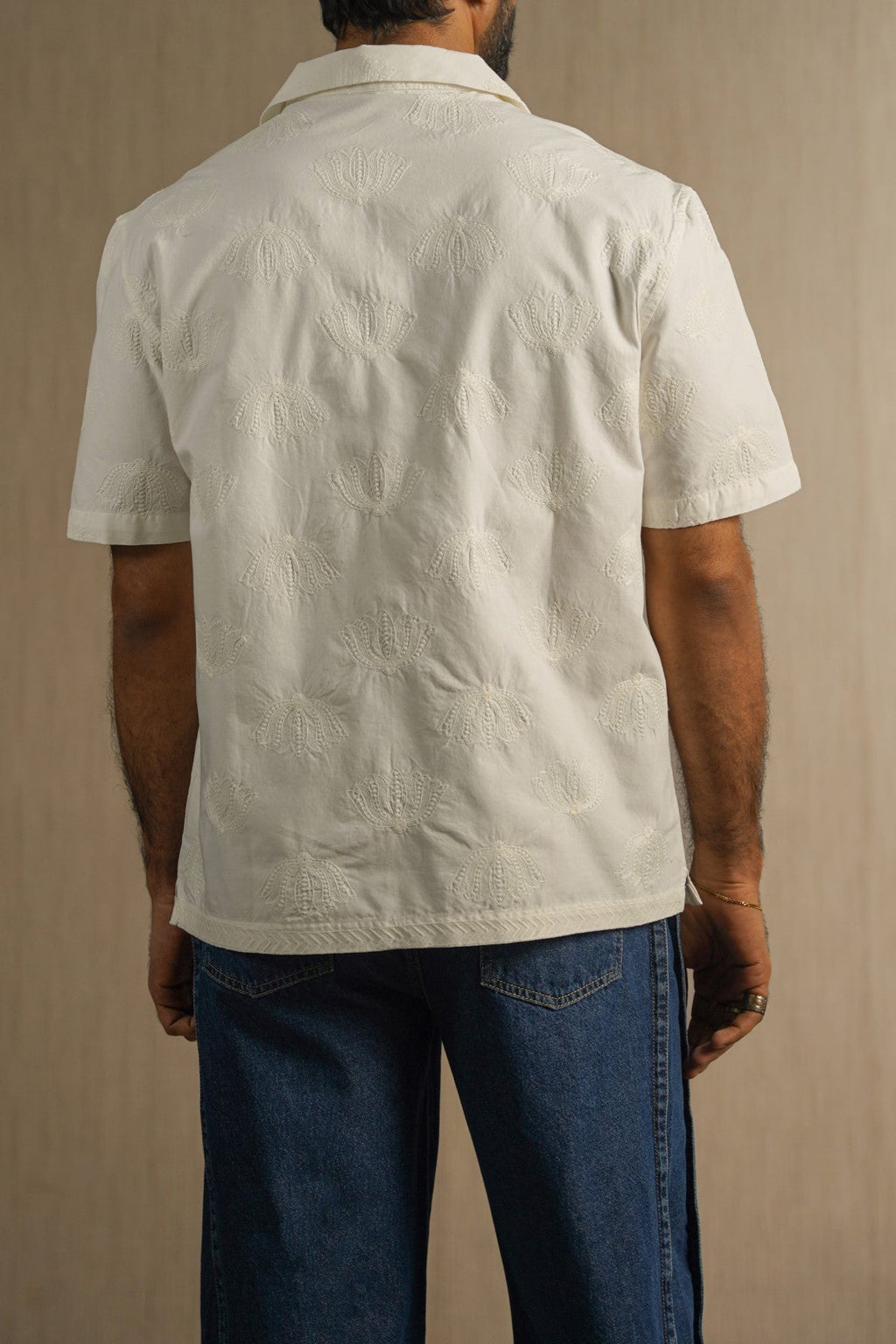 OFF WHITE LOTUS EMBROIDERED SAFARI