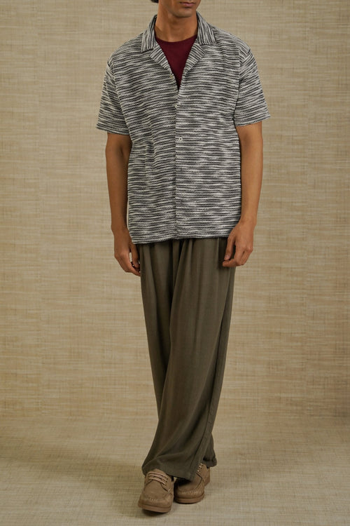BLACK BOUCLE SAFARI SHIRT