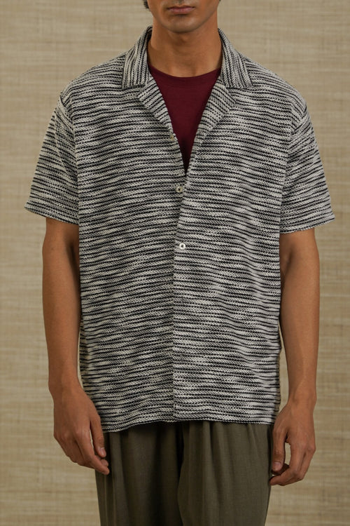 BLACK BOUCLE SAFARI SHIRT