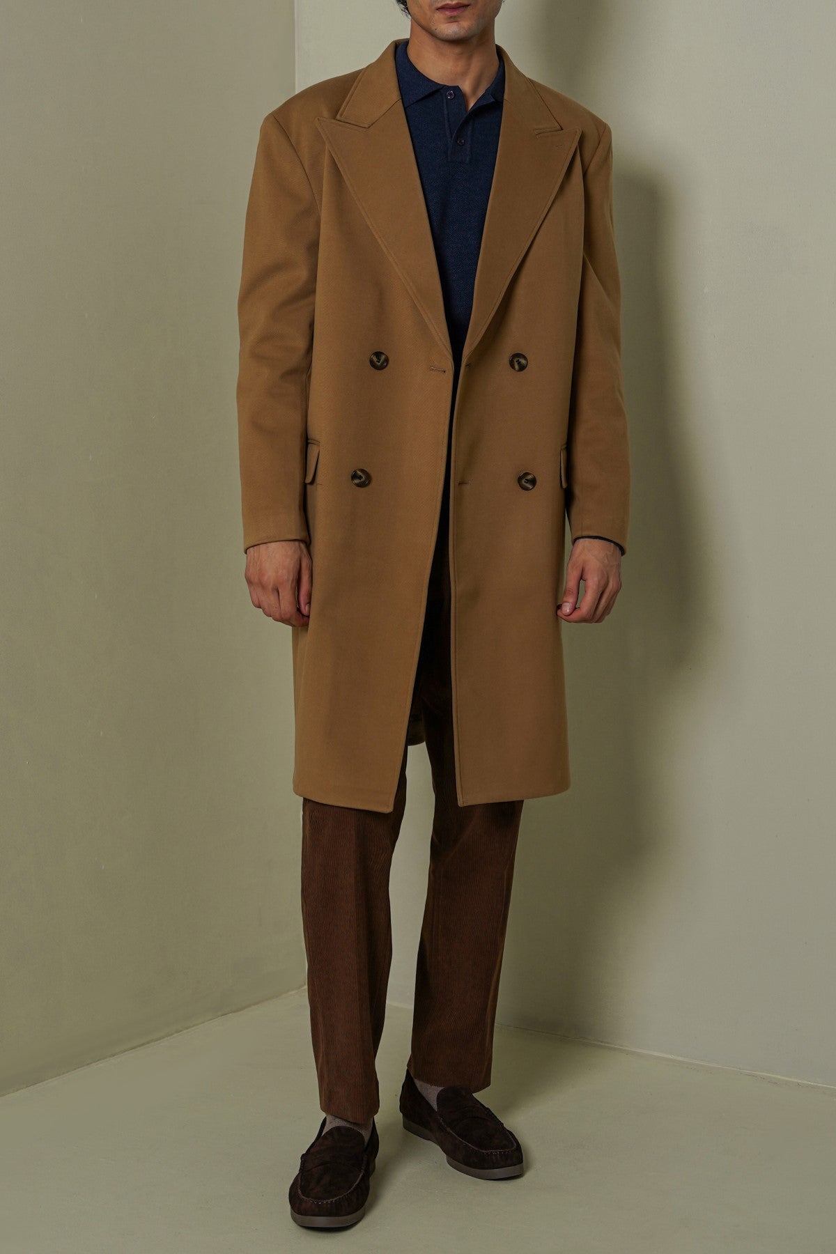 CAMEL DOUBLE BREASTED OVERCOAT