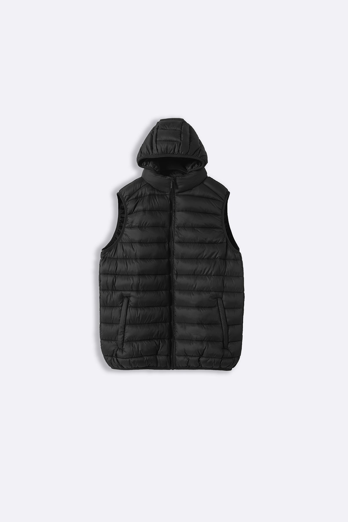 BLACK HOODED GILET