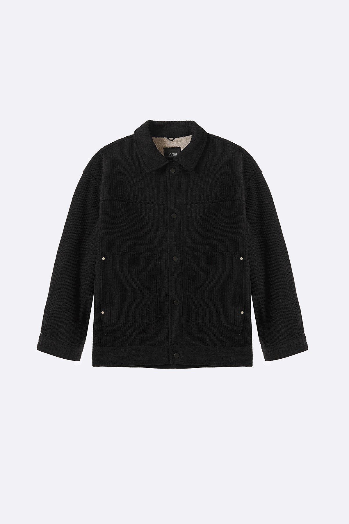 BLACK FUR-LINED CORDUROY JACKET