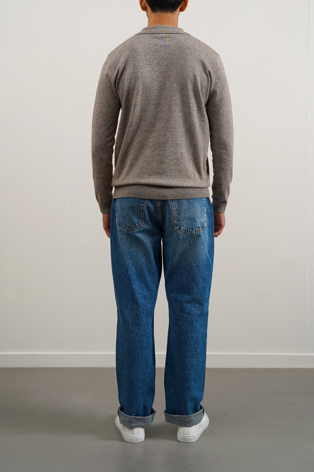 BEIGE SOFT KNITTED POLO JUMPER