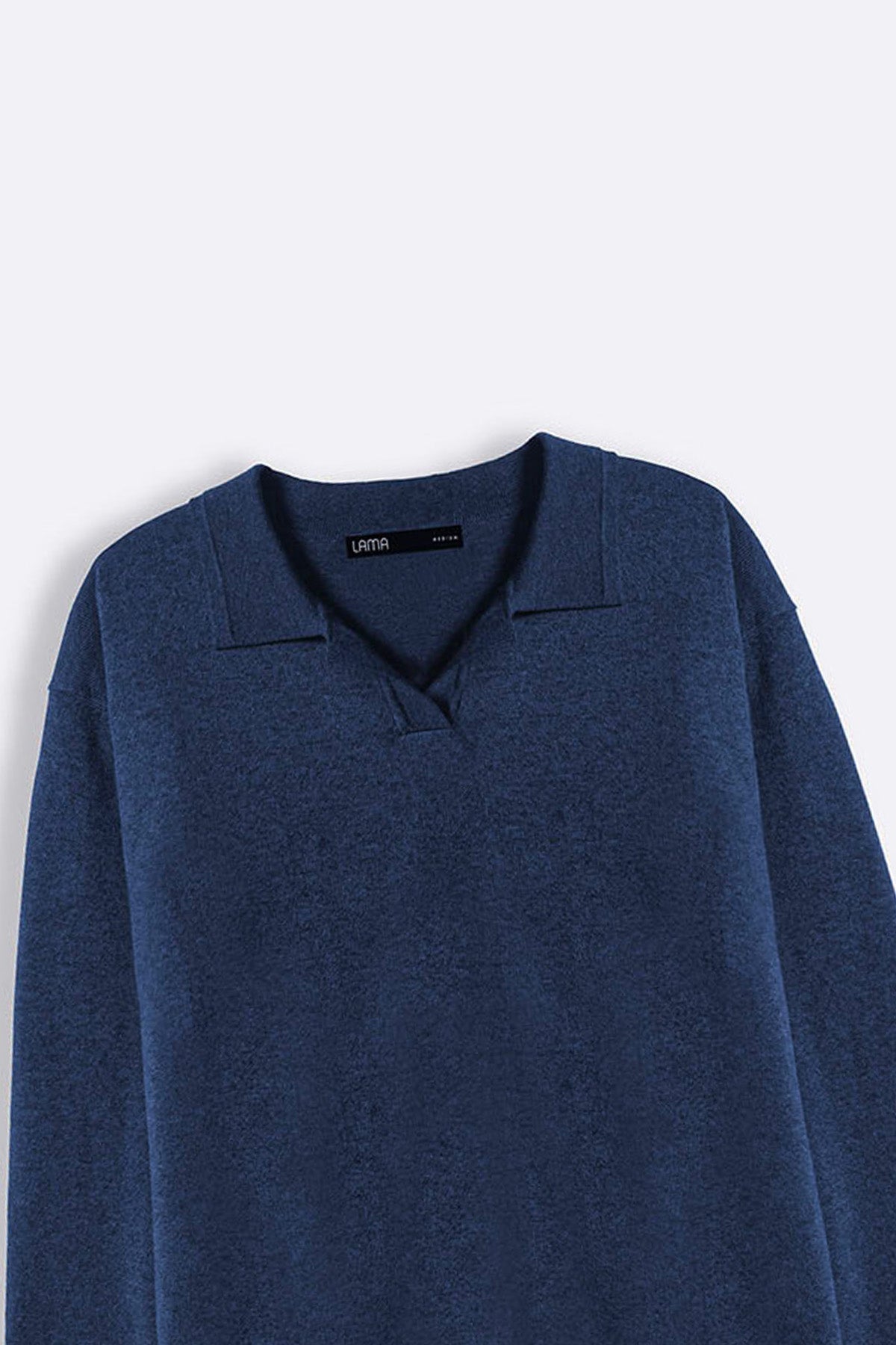 BLUE SOFT KNITTED POLO JUMPER