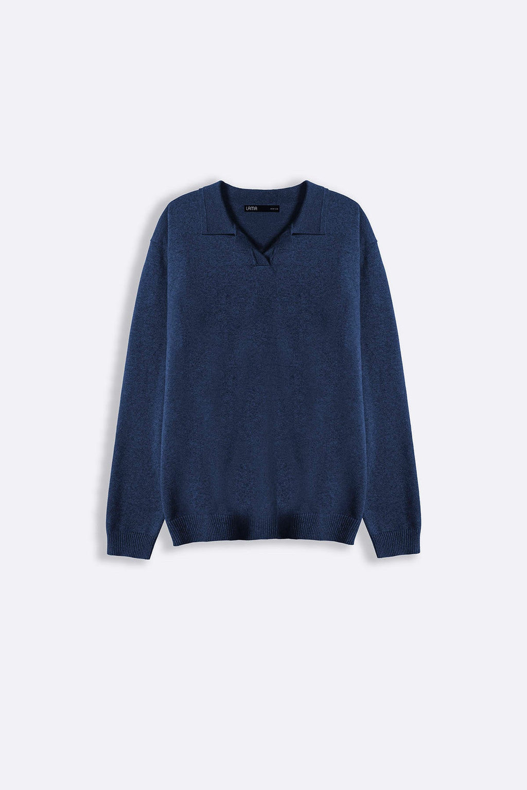 BLUE SOFT KNITTED POLO JUMPER