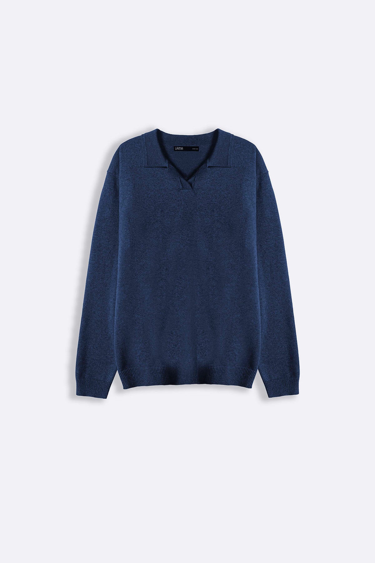 BLUE SOFT KNITTED POLO JUMPER