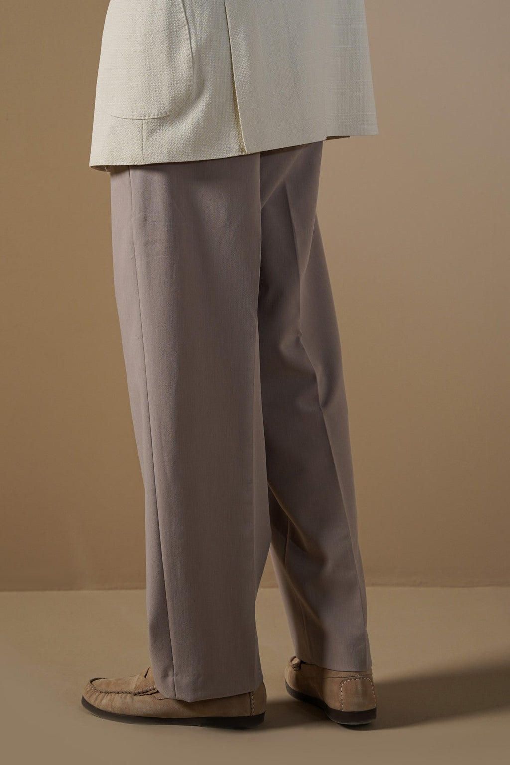BEIGE 3D PLEATED PANTS
