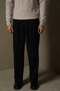BLACK 3D PLEATED PANTS