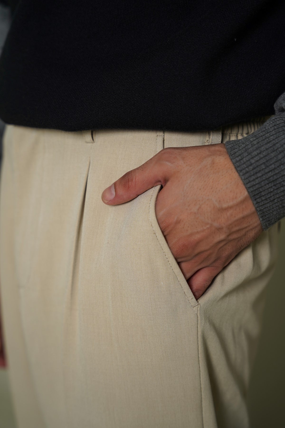 BEIGE TAILORED EASY PANTS