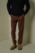 BROWN FLANNEL TAILORED PANTS
