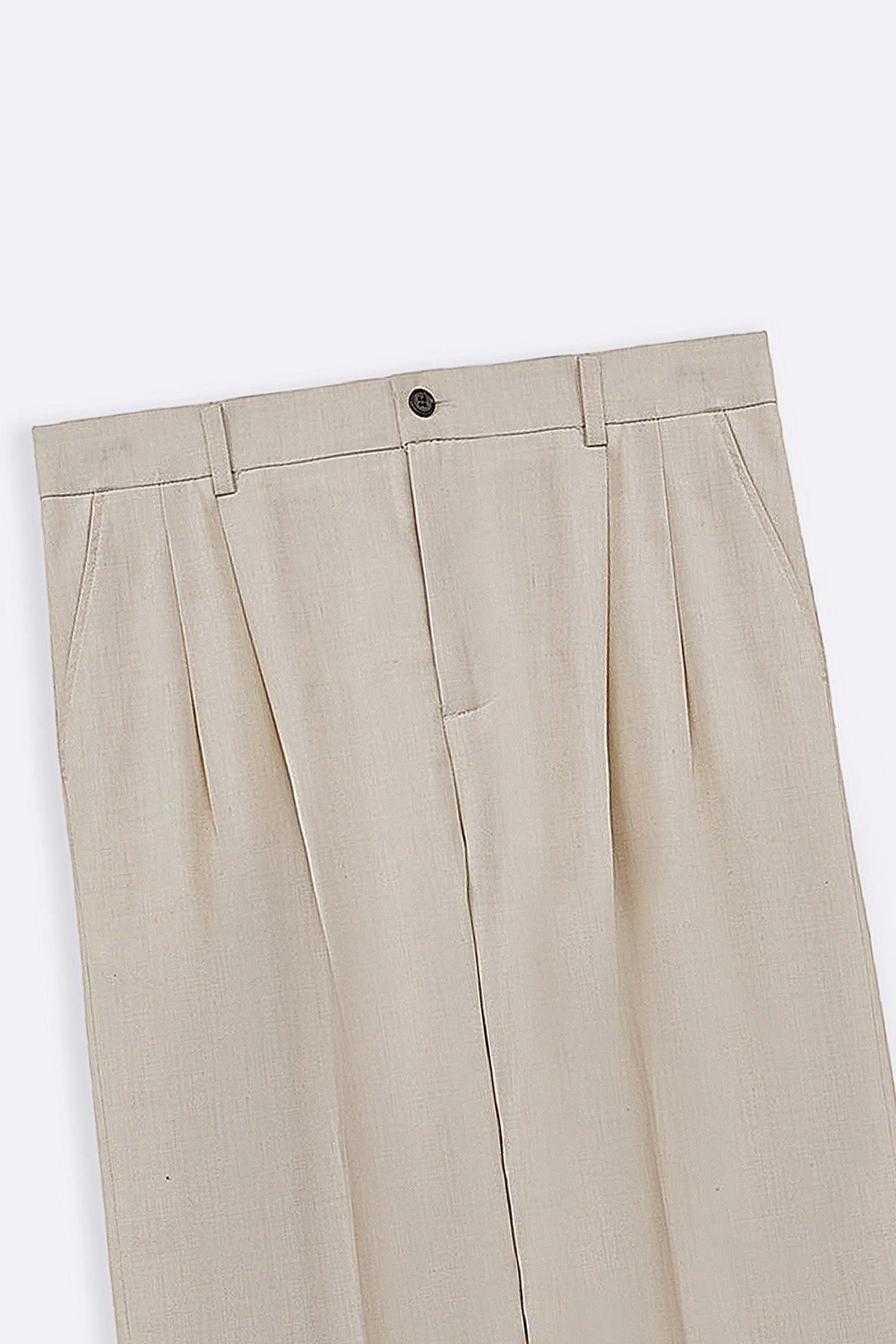OAT MELANGE DOUBLE PLEAT TAILORED PANTS