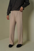 BEIGE KNITTED LOOSE PANTS