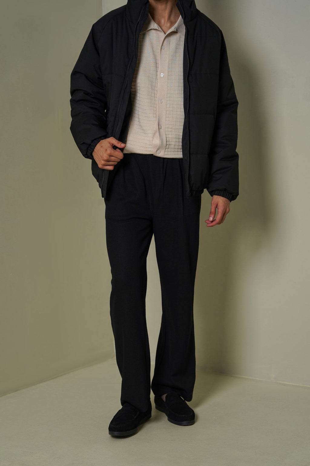 BLACK KNITTED LOOSE PANTS