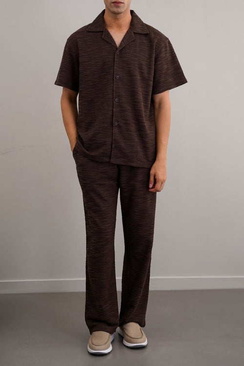 DARK BROWN BOUCLE TROUSERS