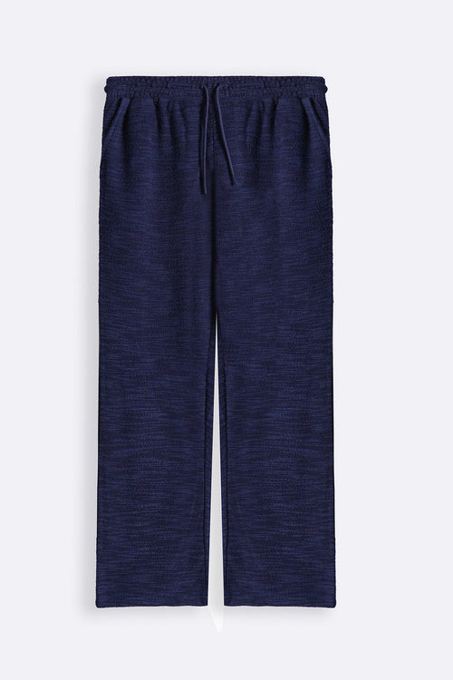NAVY BOUCLE TROUSERS
