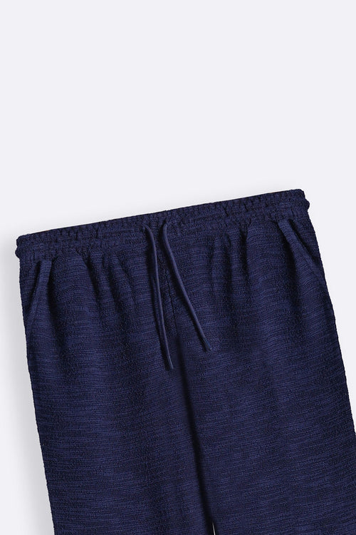 NAVY BOUCLE TROUSERS