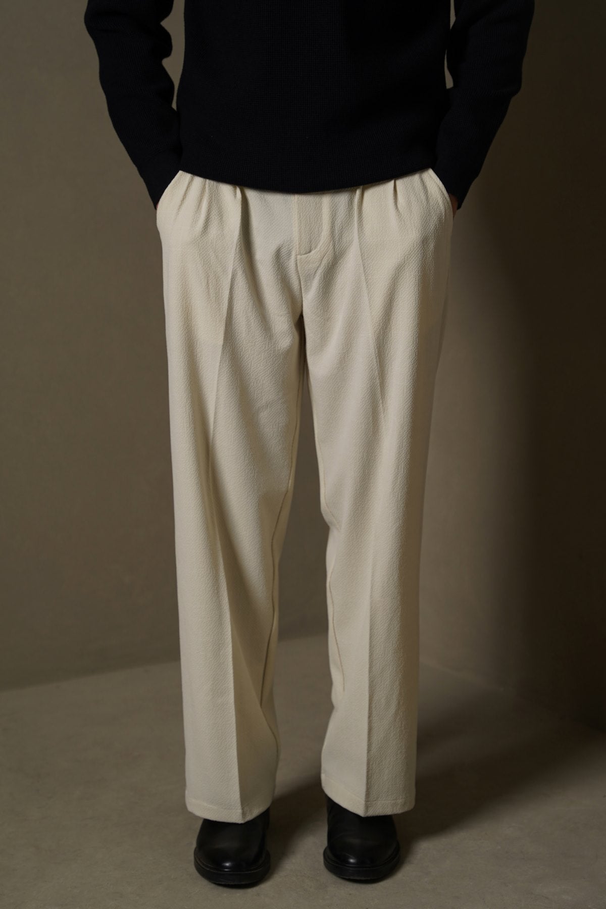 BEIGE LOOSE TAILORED PANTS
