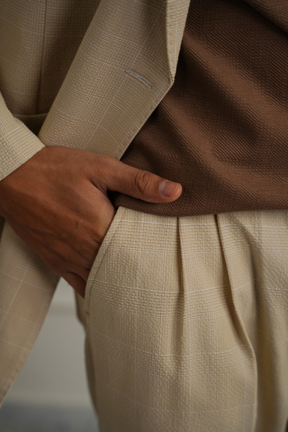 SAND LOOSE TAILORED PANTS