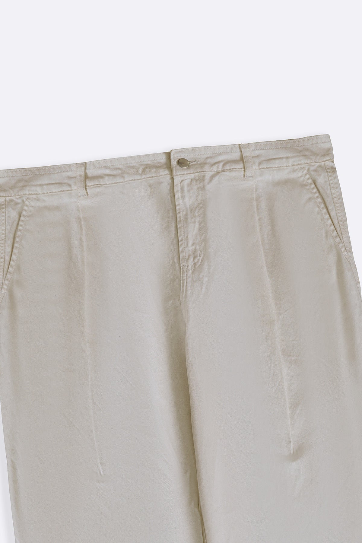 ECRU 3D PLEAT DENIM PANTS