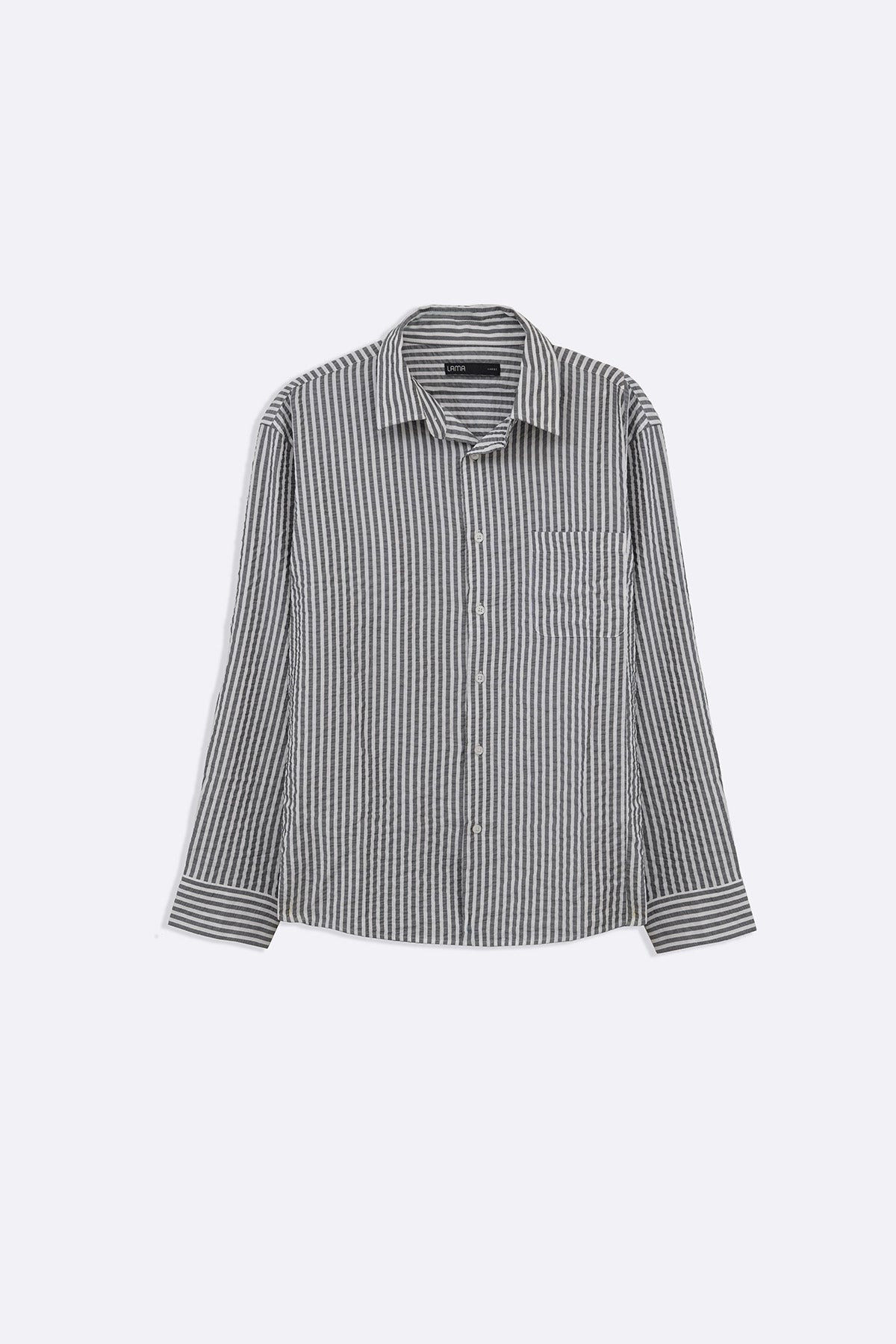 BLACK SEERSUCKER FLOWY SHIRT