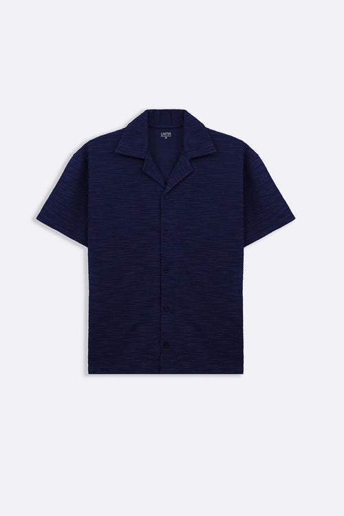 NAVY BOUCLE SAFARI SHIRT