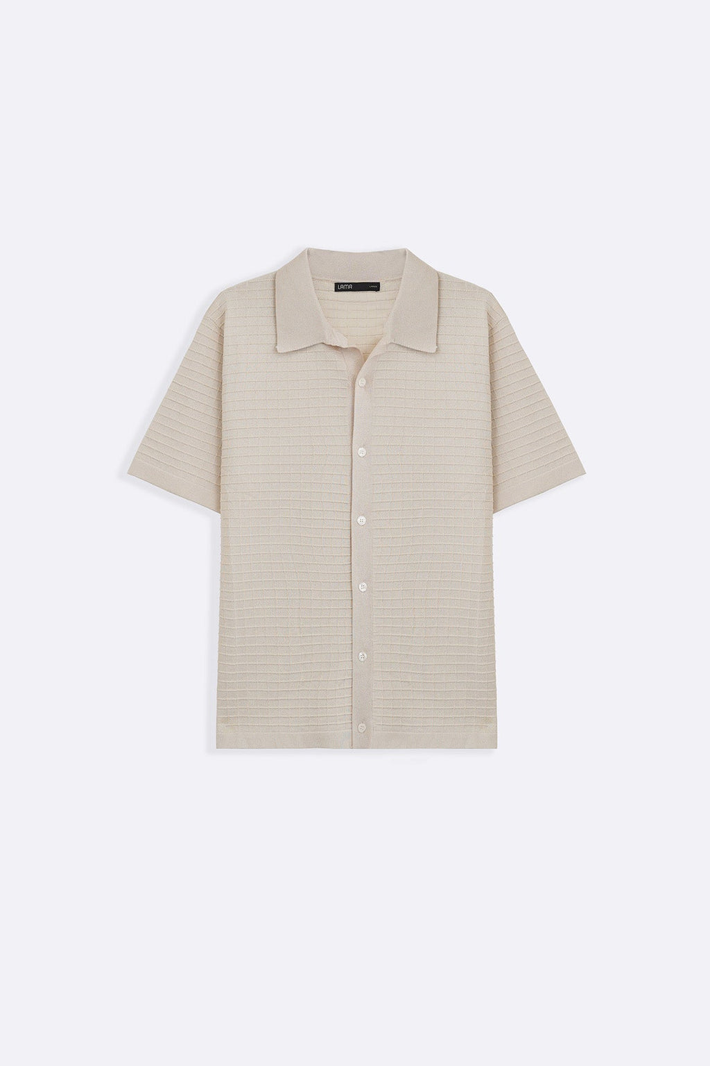 CREAM WAFFLE-KNIT SHIRT