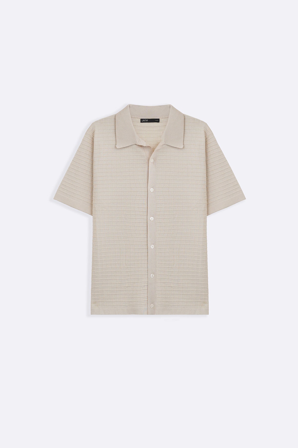 CREAM WAFFLE-KNIT SHIRT