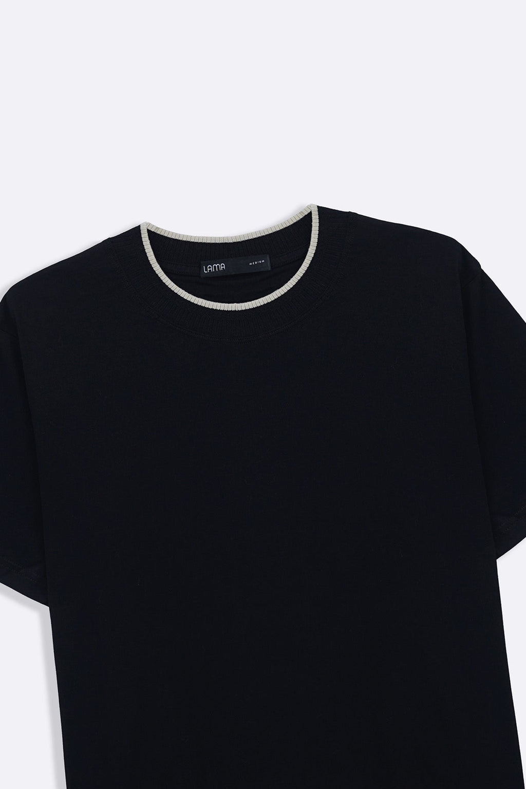 BLACK JACQUARD RIB TEE