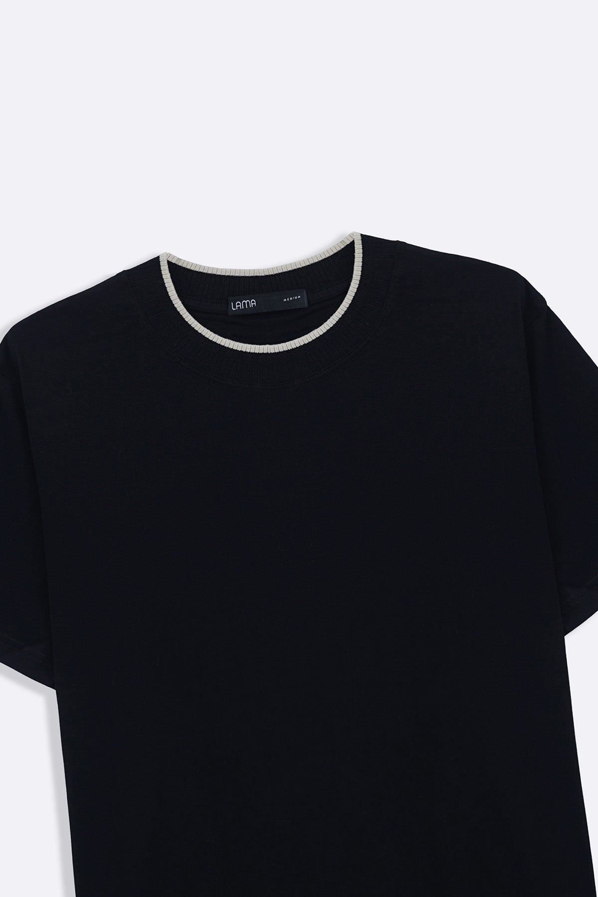BLACK JACQUARD RIB TEE