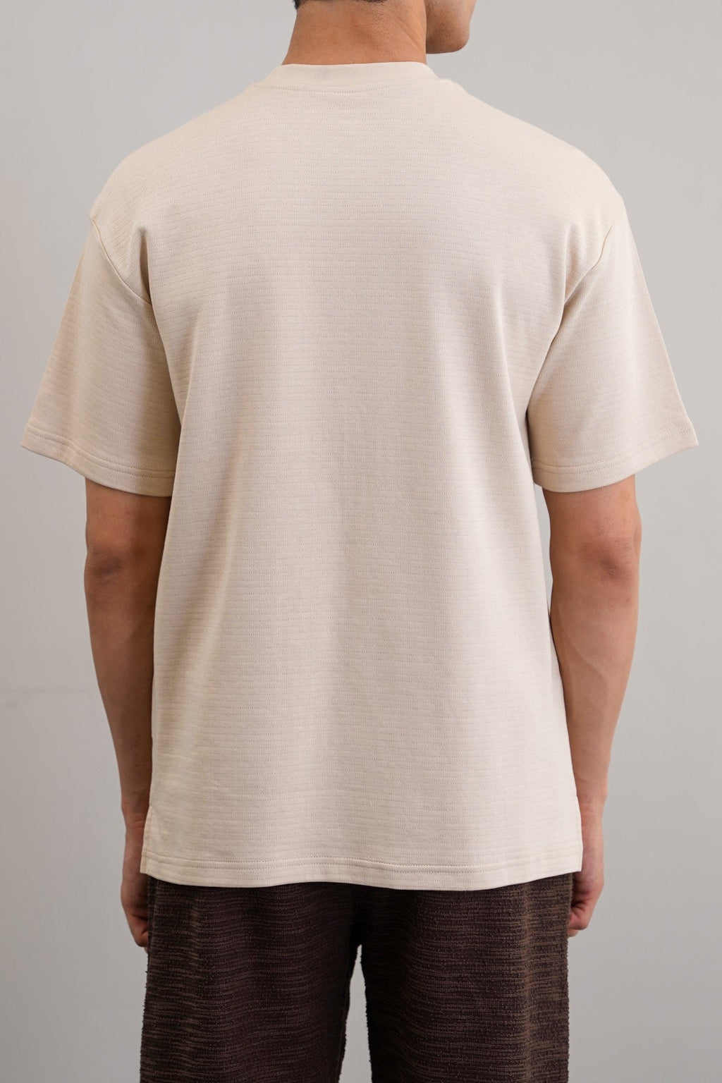 BEIGE JACQUARD COTTON CLASSIC TEE