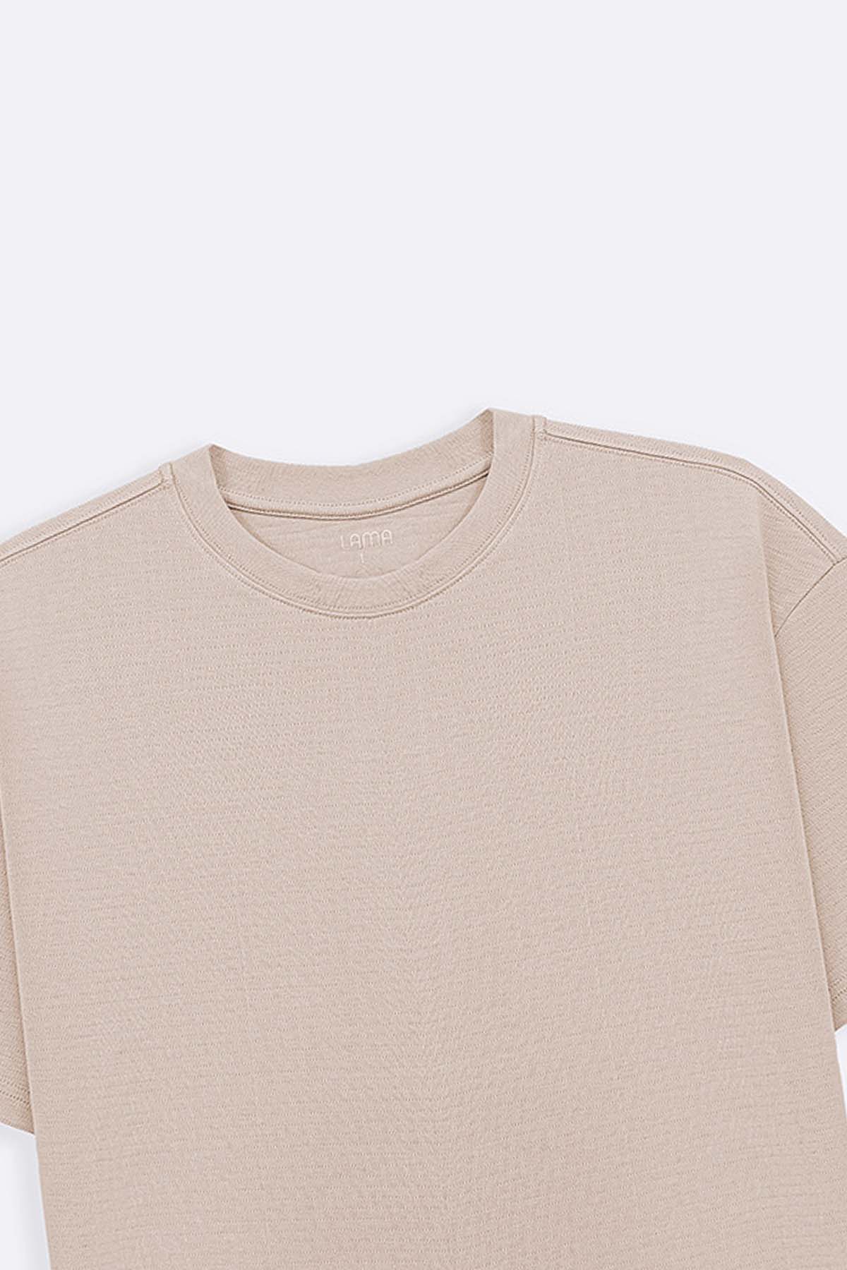 BEIGE JACQUARD COTTON CLASSIC TEE