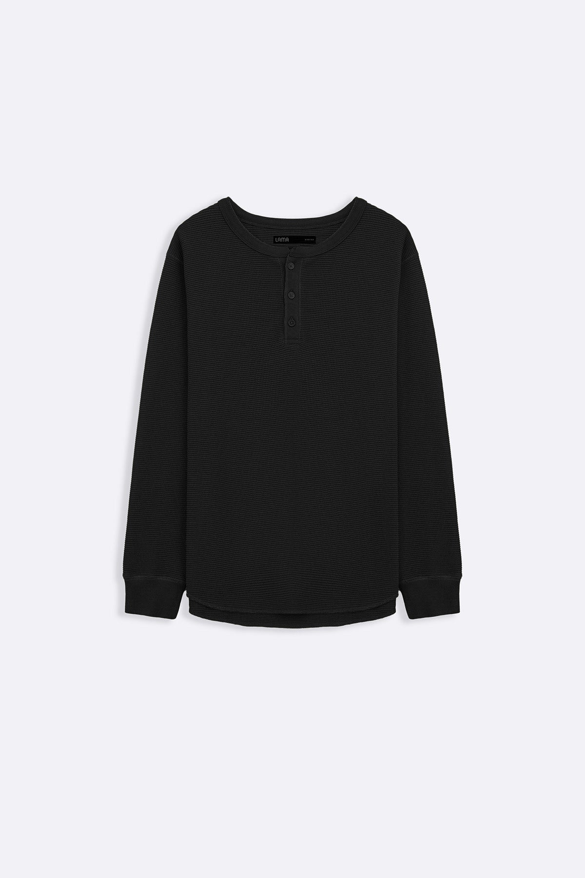 BLACK WAFFLE KNIT T-SHIRT
