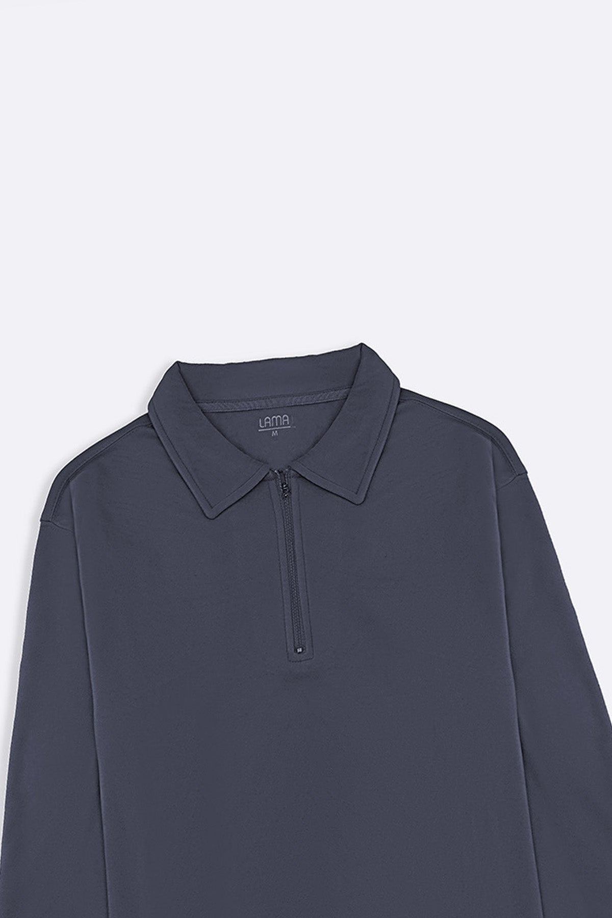 GREY ZIPPER POLO SWEATSHIRT